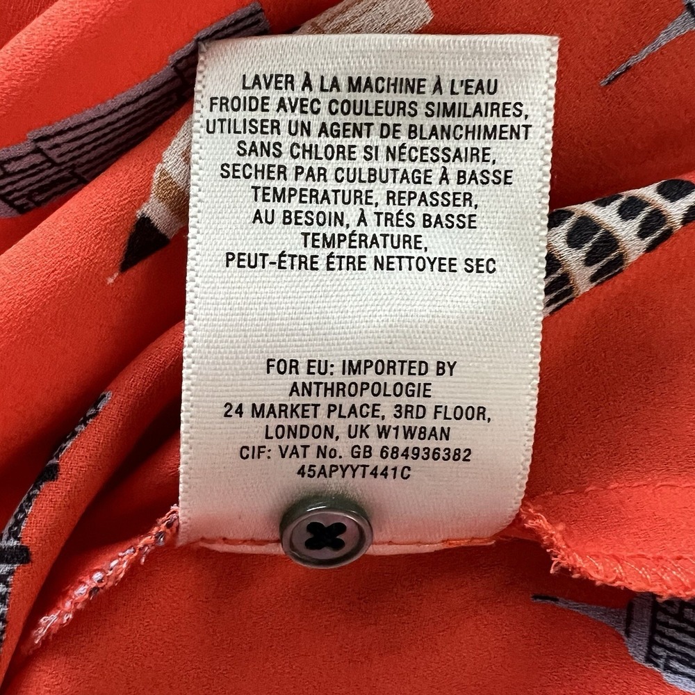 Anthropologie Maeve Aurelie Tank Size 10 Orange Novelty Print Feminine Twee - Picture 9 of 10